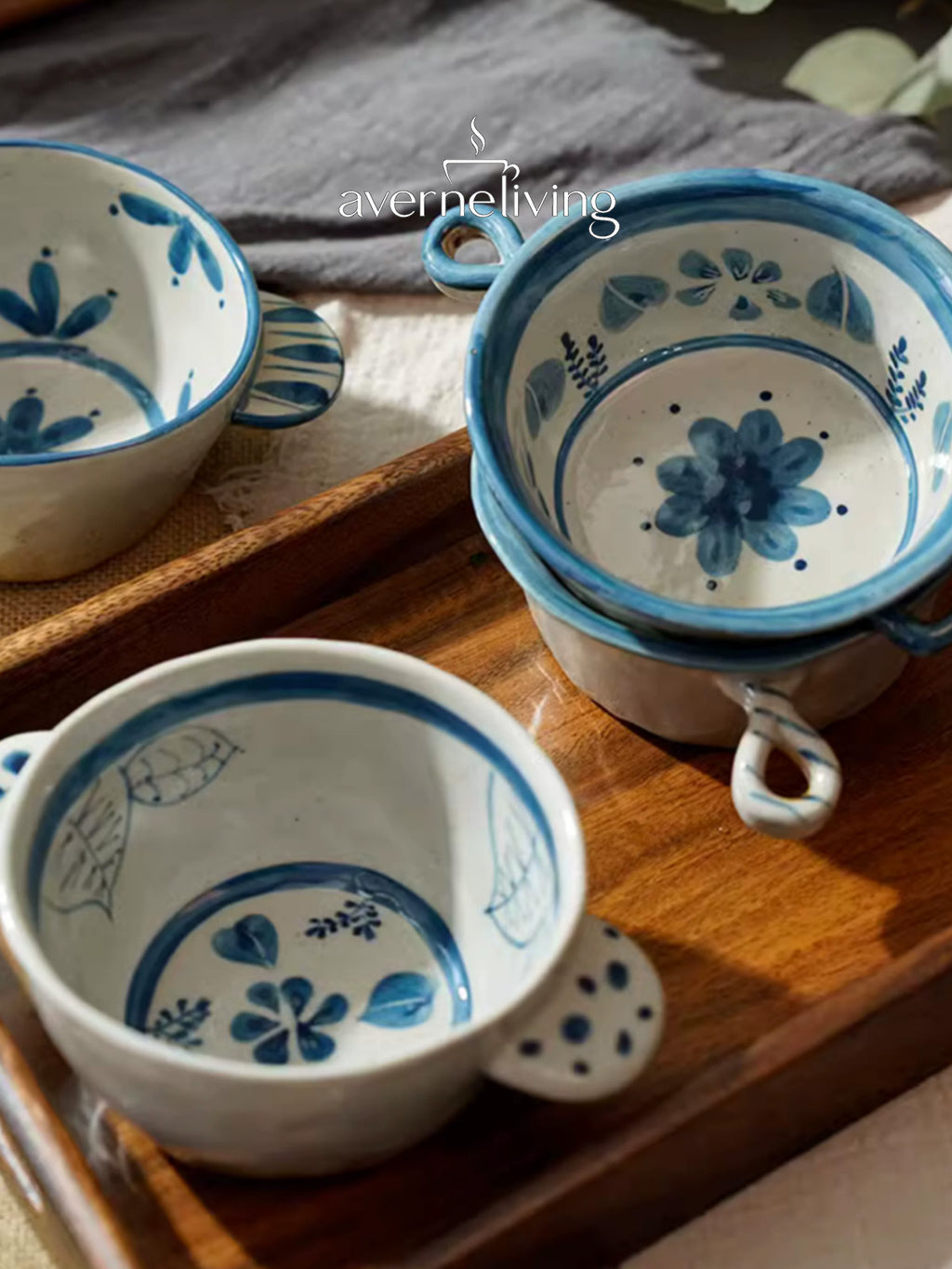 Blue Blossom Twin Handle Bowl