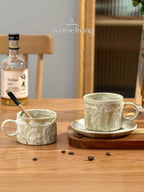 Kanso Cut-Clay Coffee Cup & Saucer Set