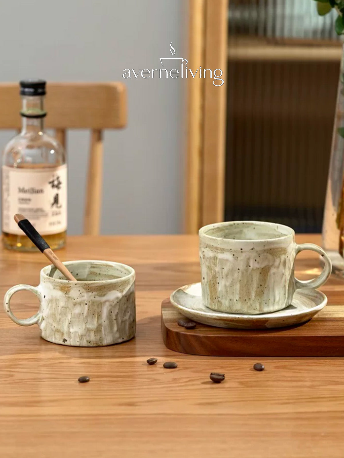 Kanso Cut-Clay Coffee Cup & Saucer Set