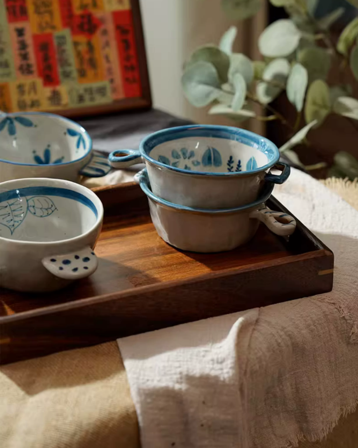 Blue Blossom Twin Handle Bowl